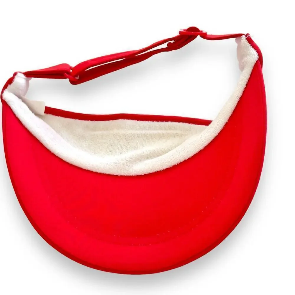 Set of 2 Vintage Peach City Ice Cream Red Beach Visor 1980’s Adjustable